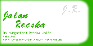 jolan recska business card